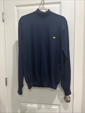 Men's Jack Nicklaus Navy Mock Neck Sweater with Yellow Bear Accent